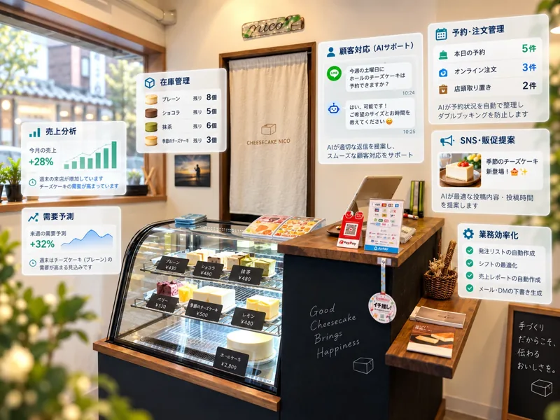 店舗でのAI活用例:在庫管理・顧客対応・予約管理・販促・業務効率化