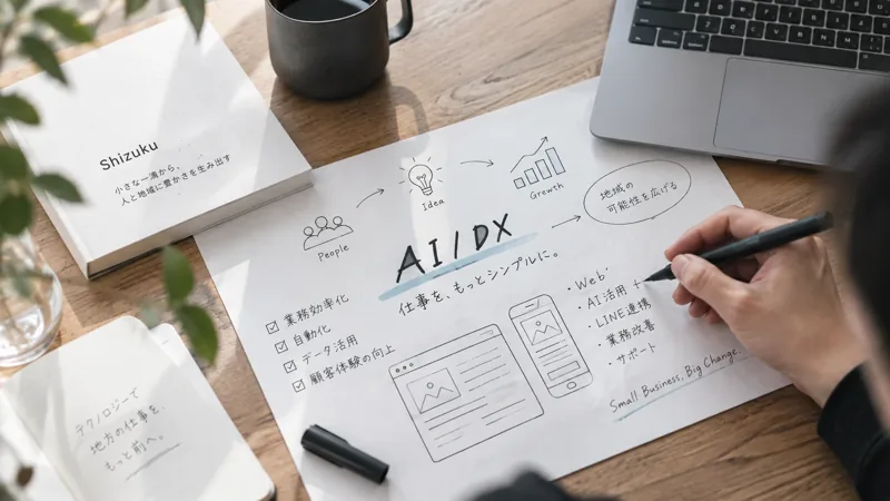 AI・DXによる業務改善のアイデアを整理する様子